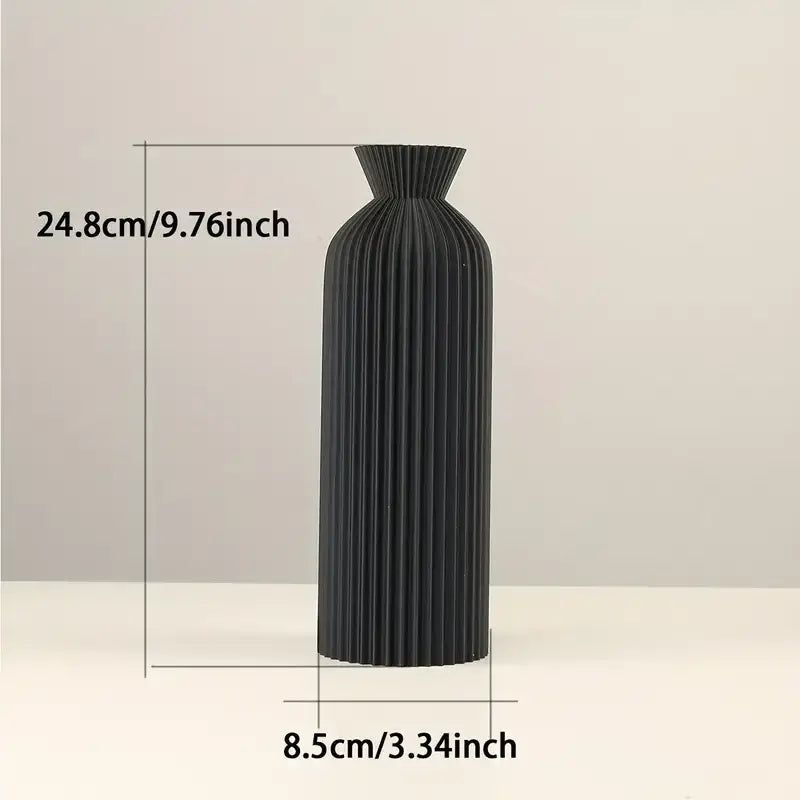 Black Ribbed Vase Set