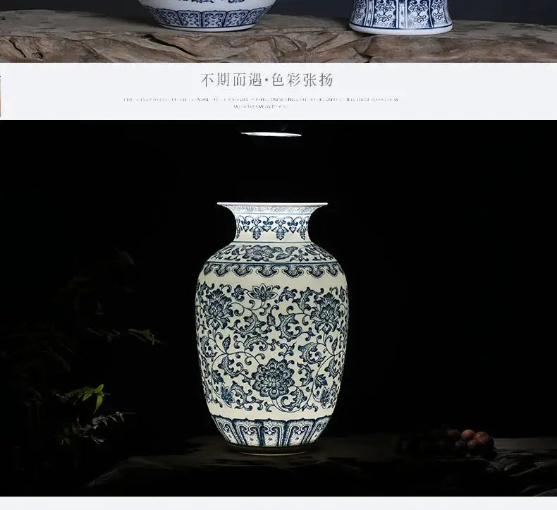 Blue Ceramic Floral Vase