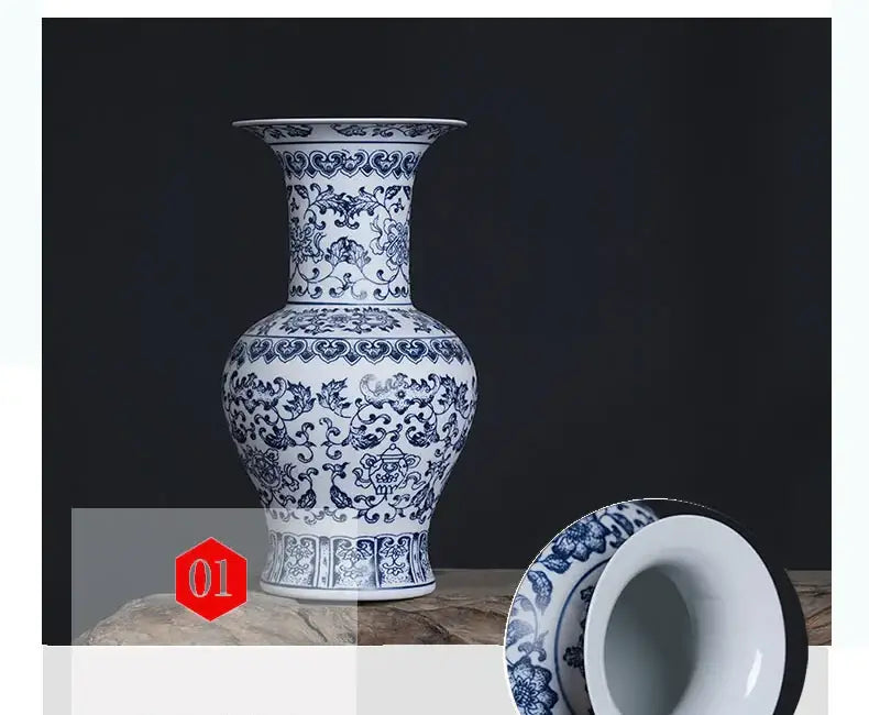 Blue Ceramic Floral Vase