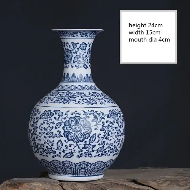 Blue Ceramic Floral Vase