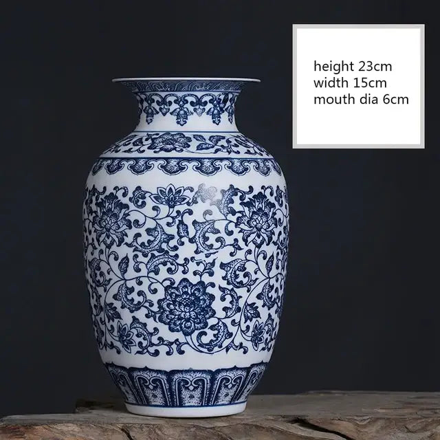 Blue Ceramic Floral Vase