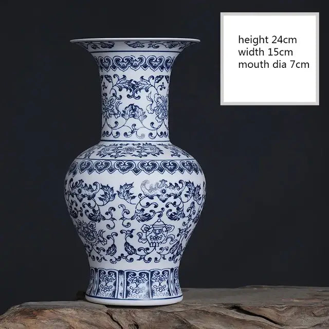 Blue Ceramic Floral Vase