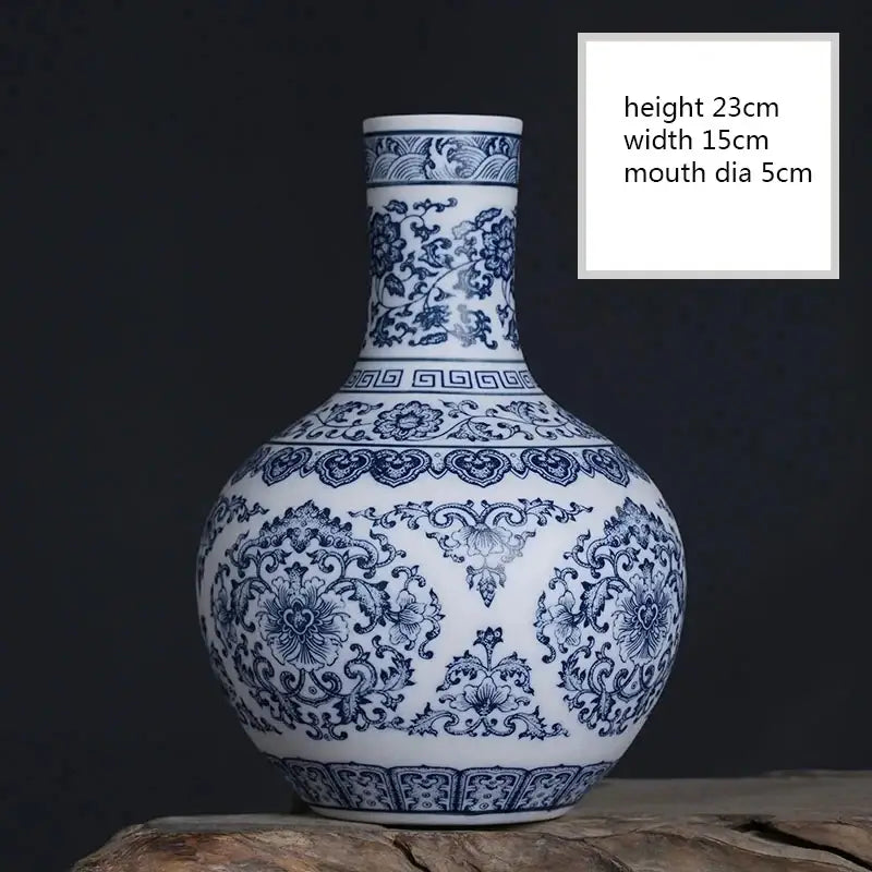 Blue Ceramic Floral Vase