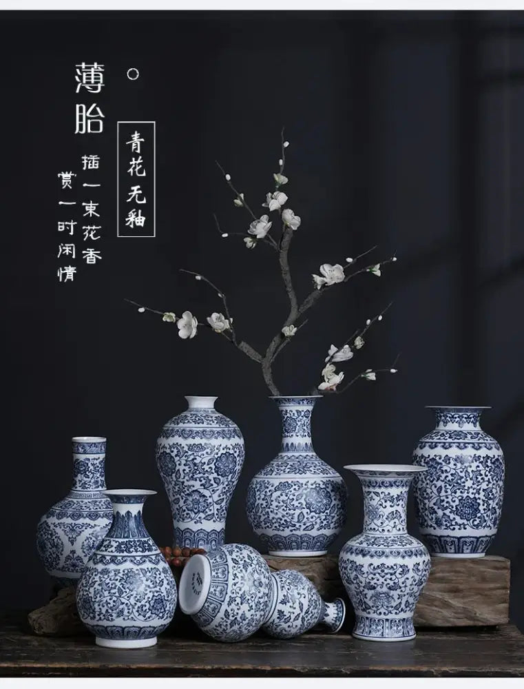 Blue Ceramic Floral Vase