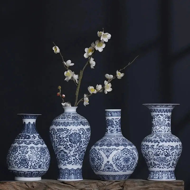 Blue Ceramic Floral Vase
