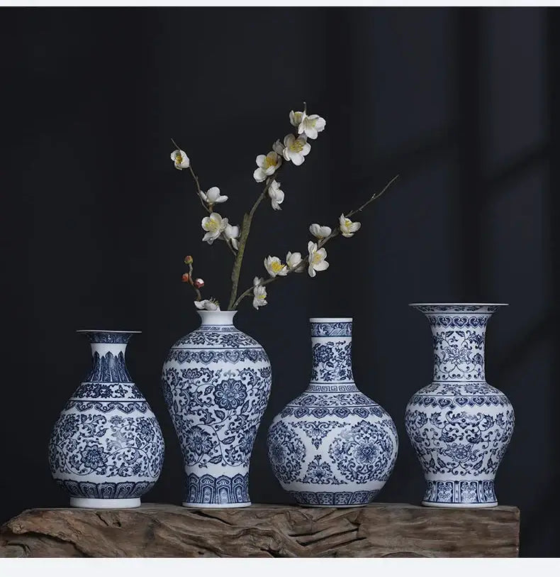 Blue Ceramic Floral Vase