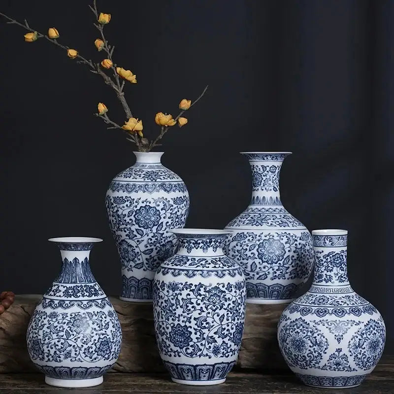 Blue Ceramic Floral Vase