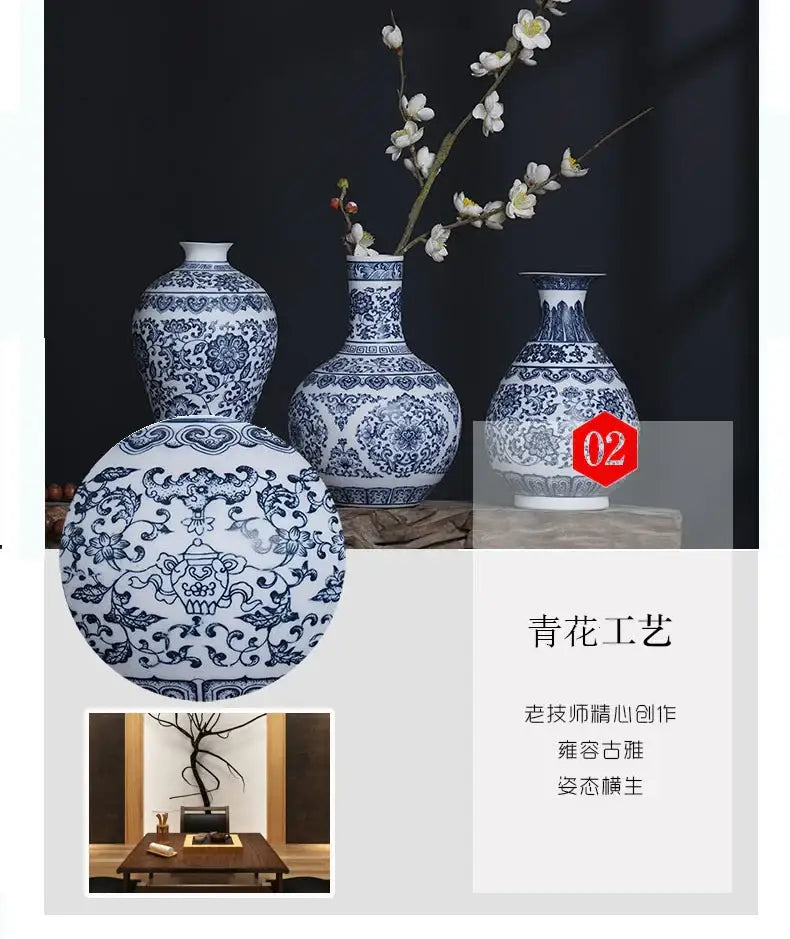 Blue Ceramic Floral Vase