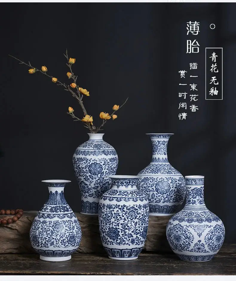 Blue Ceramic Floral Vase