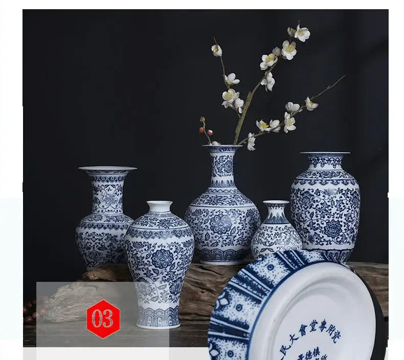 Blue Ceramic Floral Vase