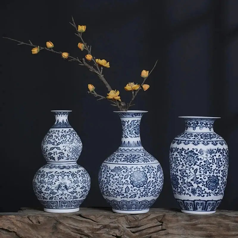 Blue Ceramic Floral Vase