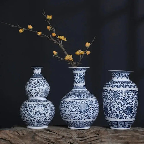 Blue Ceramic Floral Vase