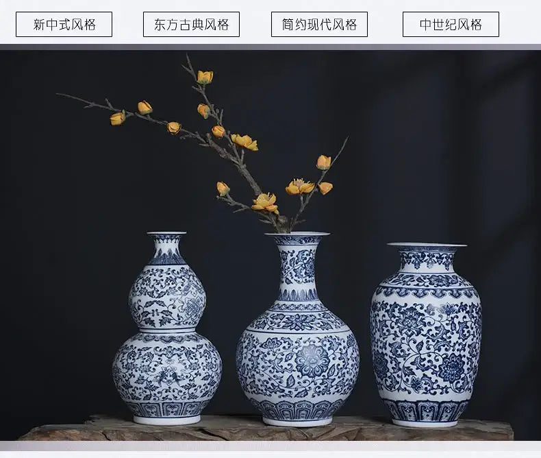 Blue Ceramic Floral Vase