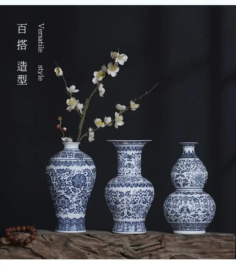 Blue Ceramic Floral Vase