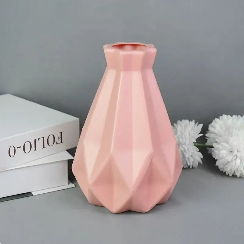 White Faceted Flower Vase