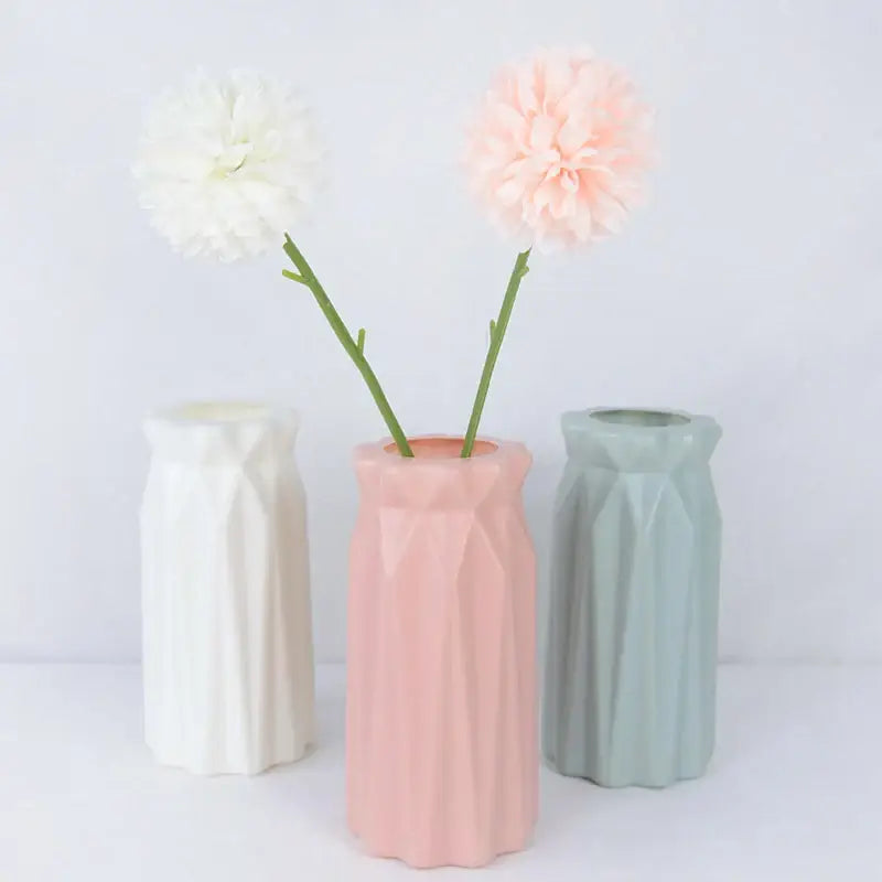 White Faceted Flower Vase