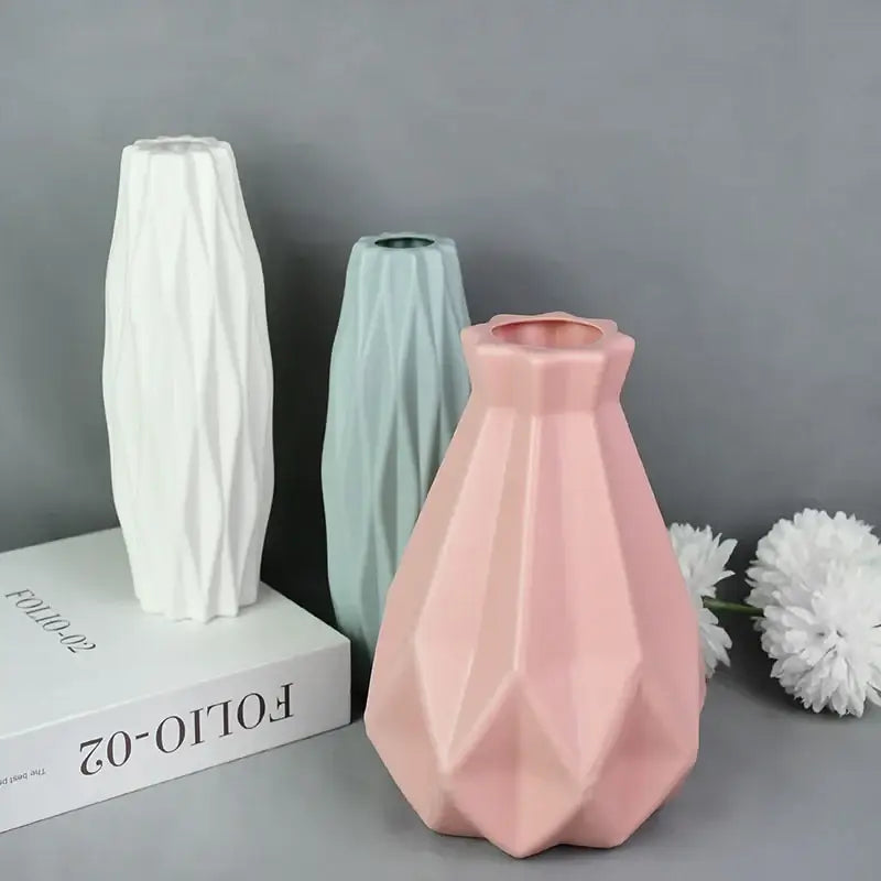White Faceted Flower Vase