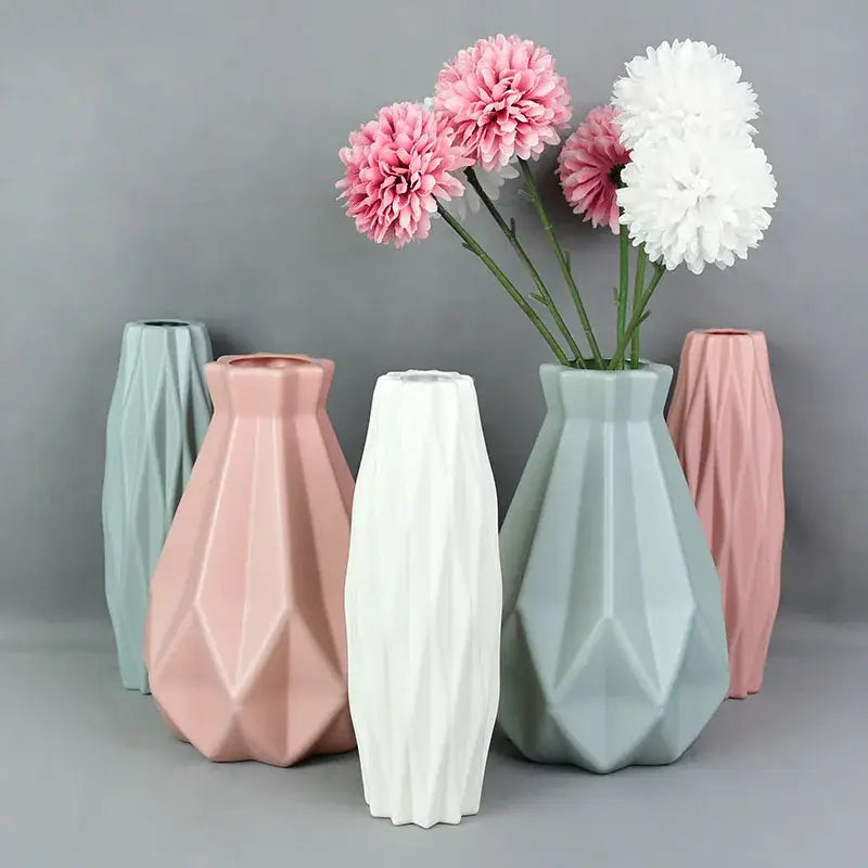 White Faceted Flower Vase