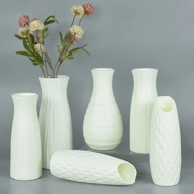 White Faceted Flower Vase