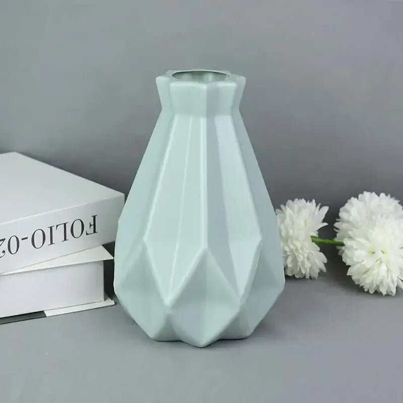 White Faceted Flower Vase