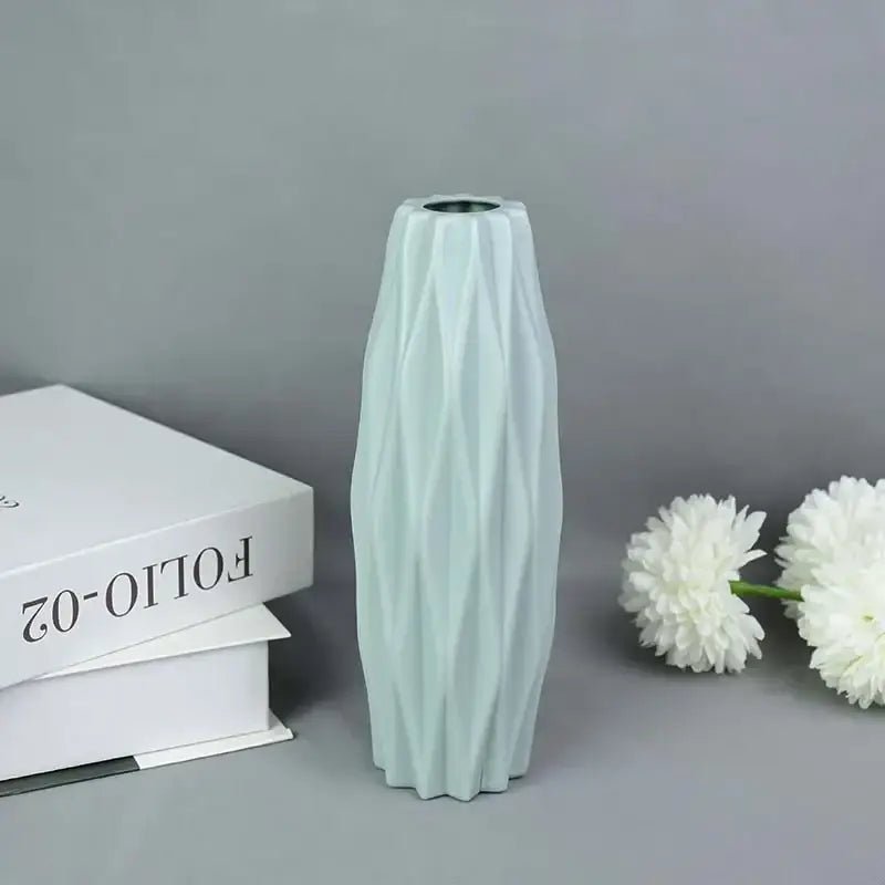 White Faceted Flower Vase