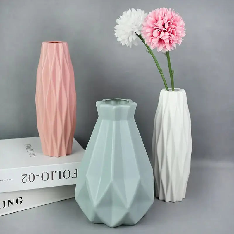 White Faceted Flower Vase