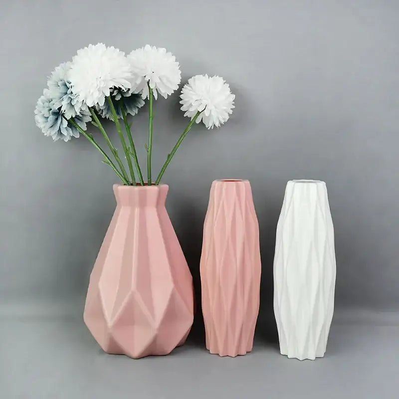 White Faceted Flower Vase