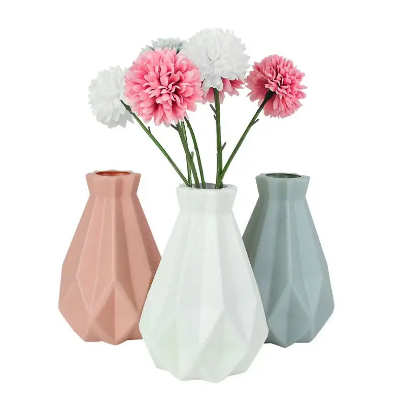 White Faceted Flower Vase