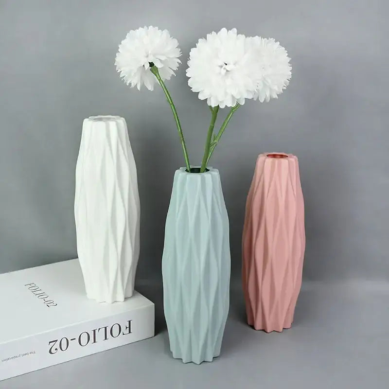 White Faceted Flower Vase