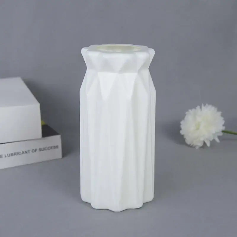 White Faceted Flower Vase