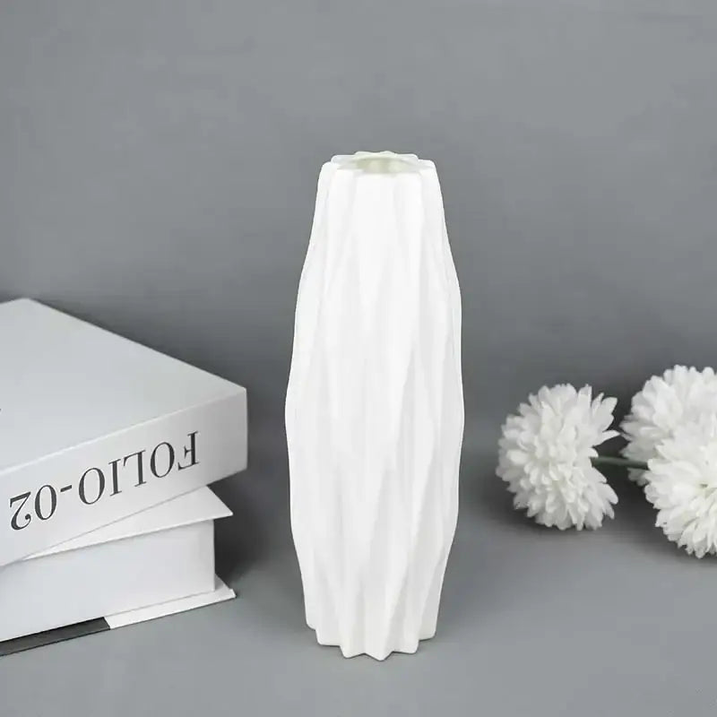 White Faceted Flower Vase