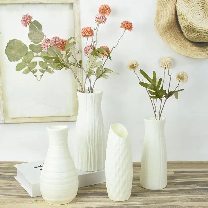 White Faceted Flower Vase