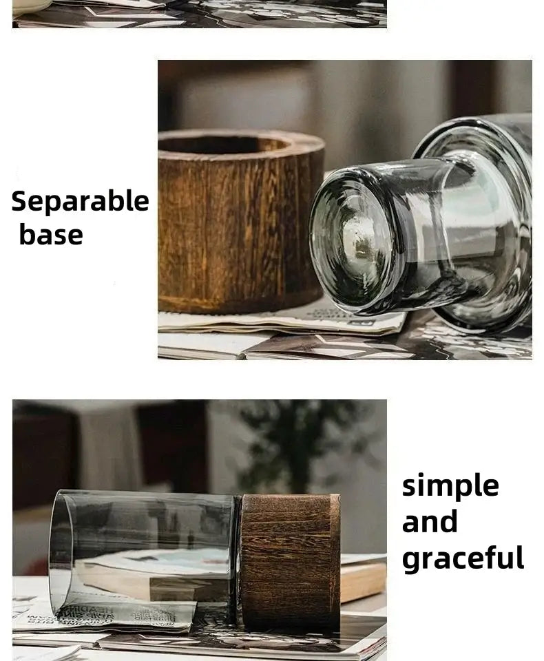 Retro Glass Wood Vase
