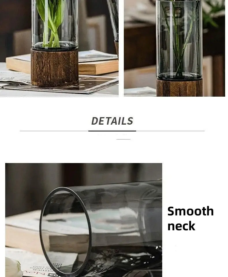 Retro Glass Wood Vase