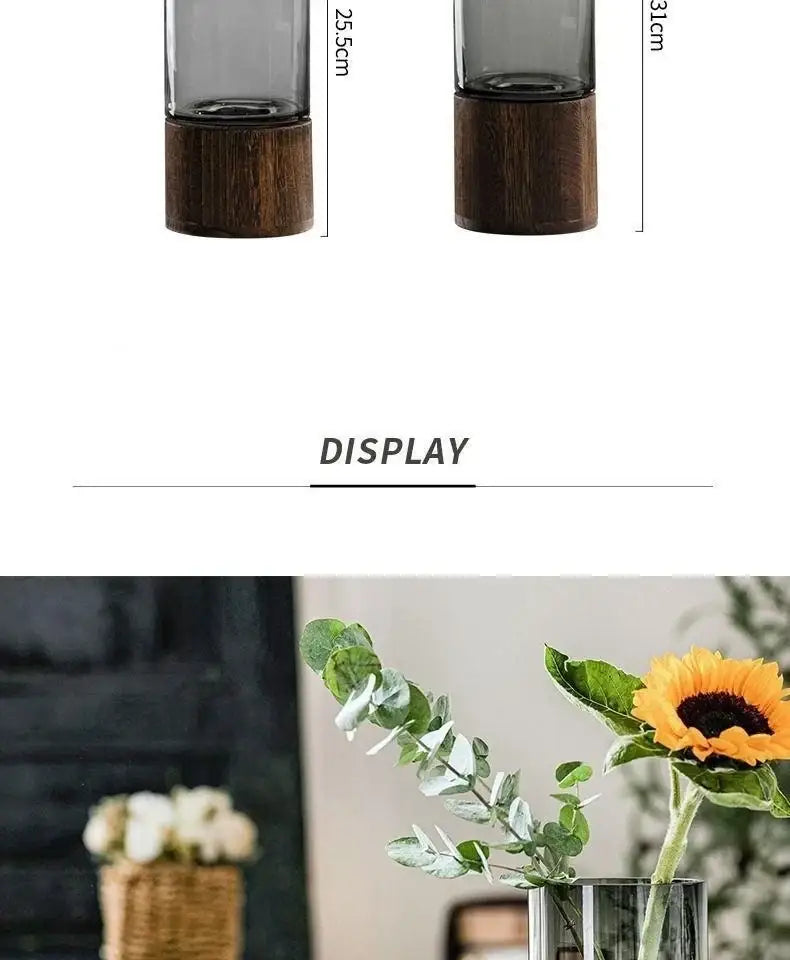 Retro Glass Wood Vase