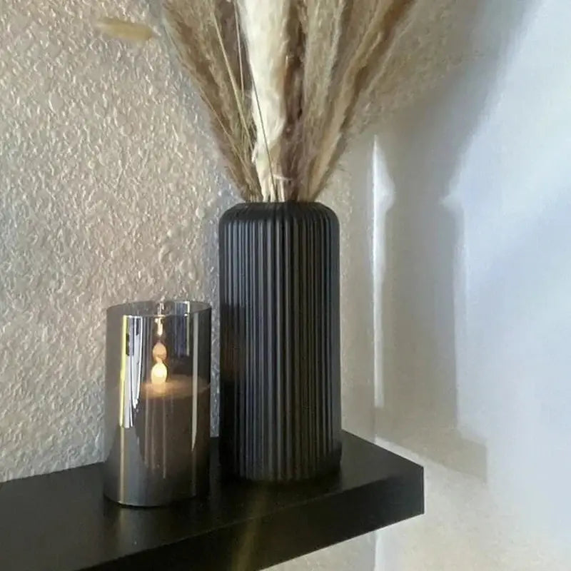 Black Striped Plastic Vase