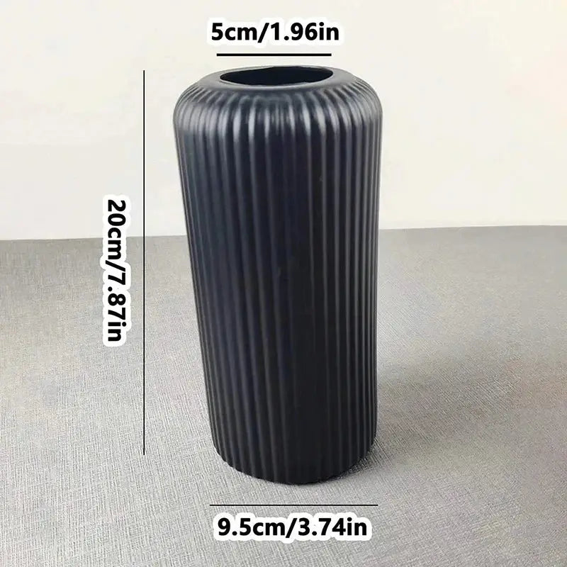 Black Striped Plastic Vase