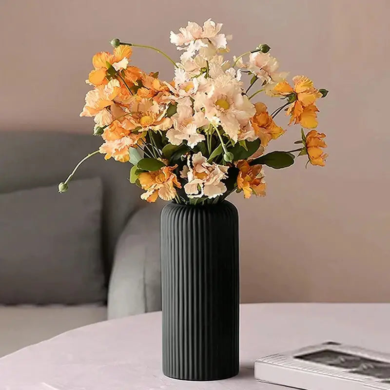 Black Striped Plastic Vase