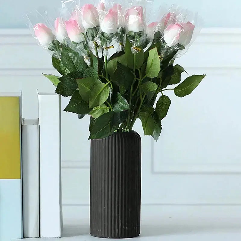 Black Striped Plastic Vase
