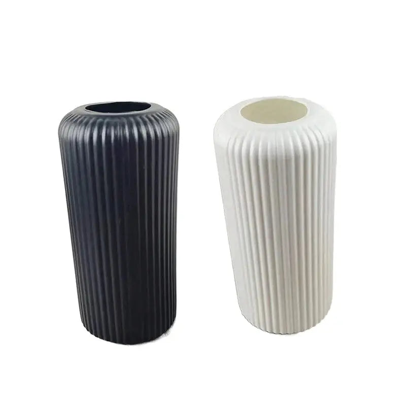Black Striped Plastic Vase