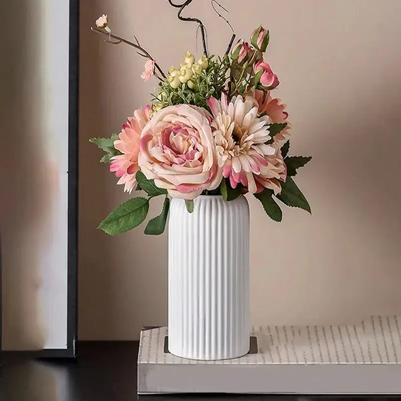 Black Striped Plastic Vase
