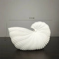 White Ribbed Ceramic Vase Shell Conch Design
