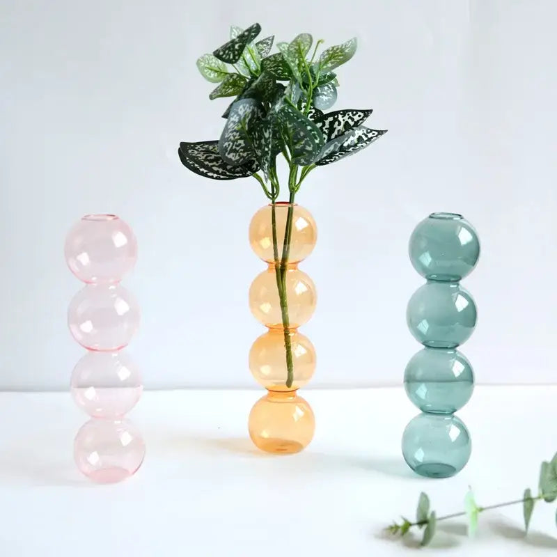 Blue Stacked Glass Vase Set