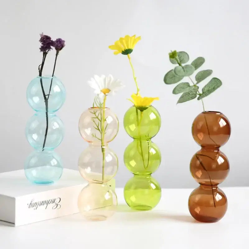 Blue Stacked Glass Vase Set