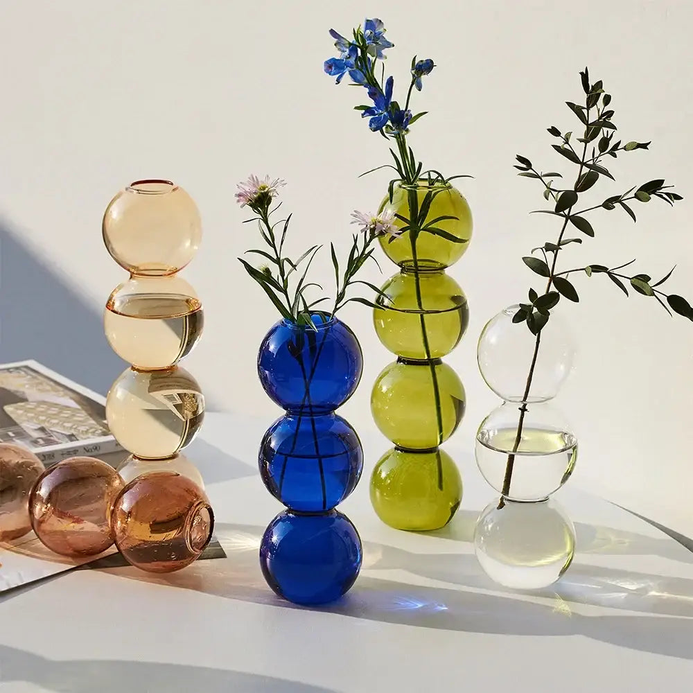 Blue Stacked Glass Vase Set