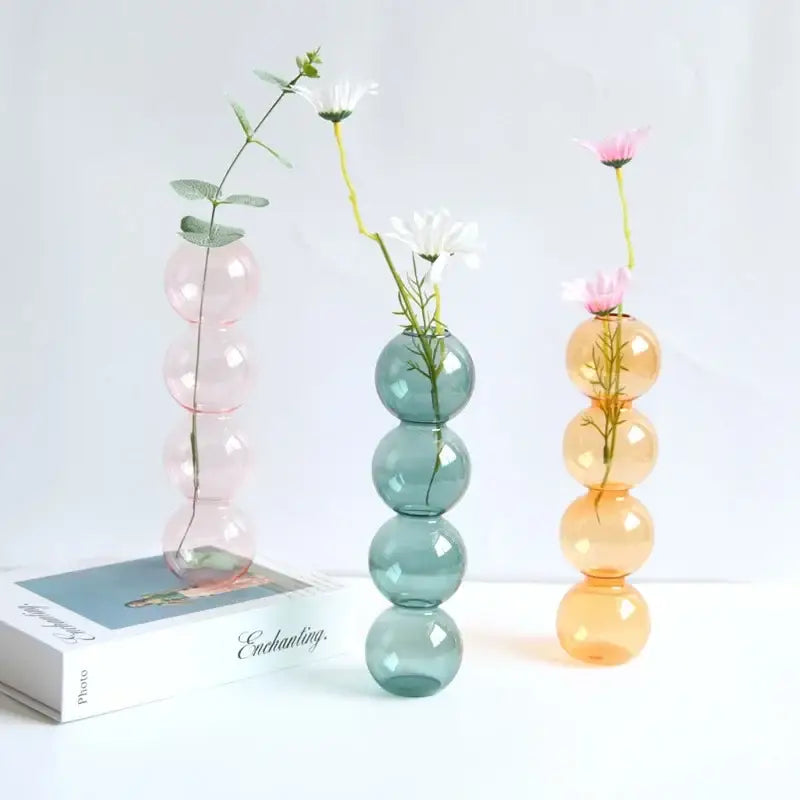 Blue Stacked Glass Vase Set