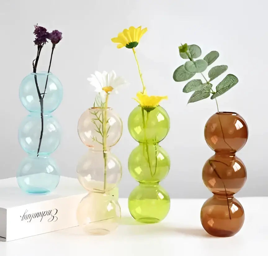 Blue Stacked Glass Vase Set