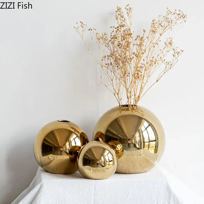 Gold Ball Ceramic Vase
