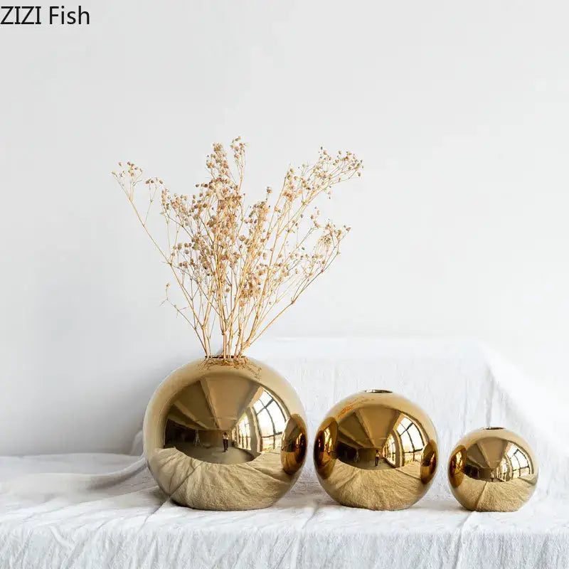 Gold Ball Ceramic Vase