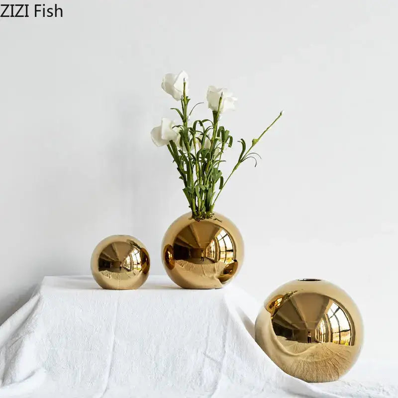 Gold Ball Ceramic Vase